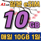 JOY 이심 단일국가 일본 매일 10GB 2일 요금제
